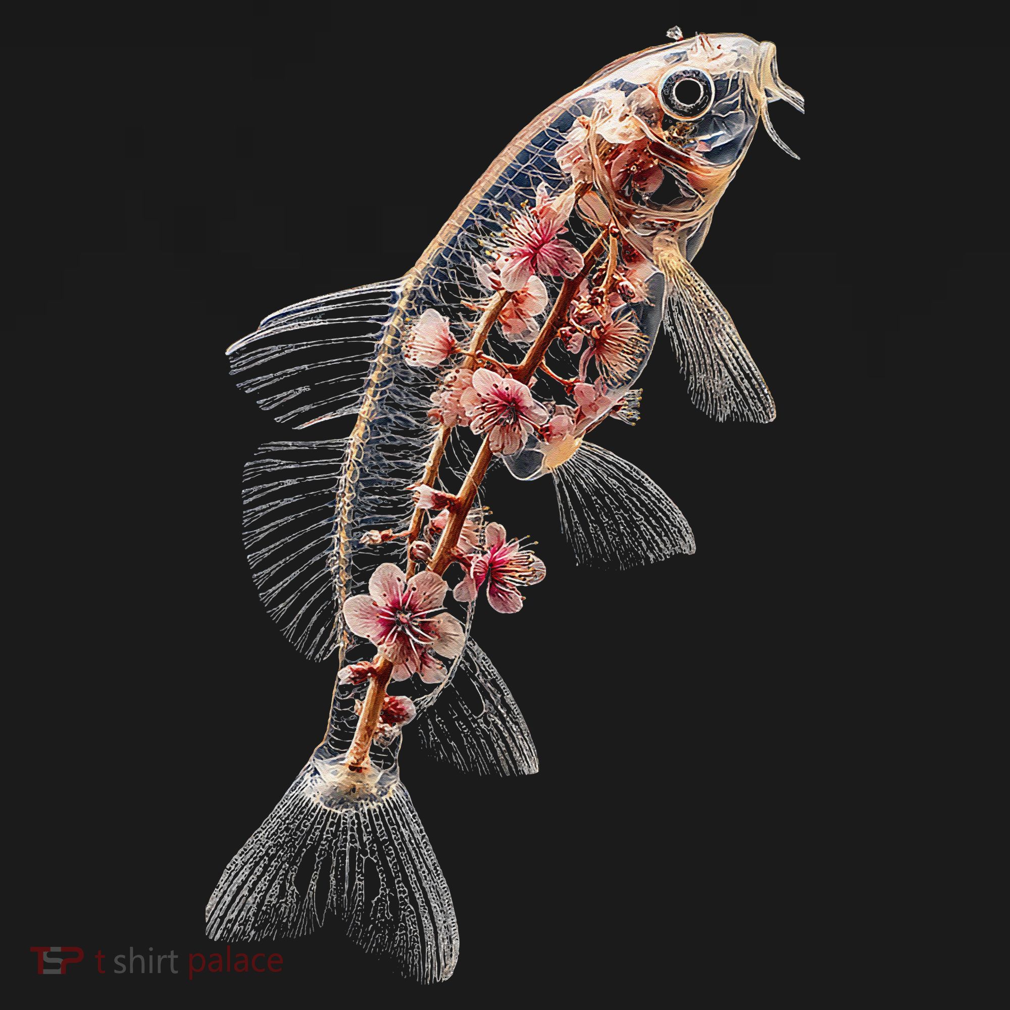 Cherry Blossom Fish Tranquil Waters Fusion USA-Made Doggie Bandana