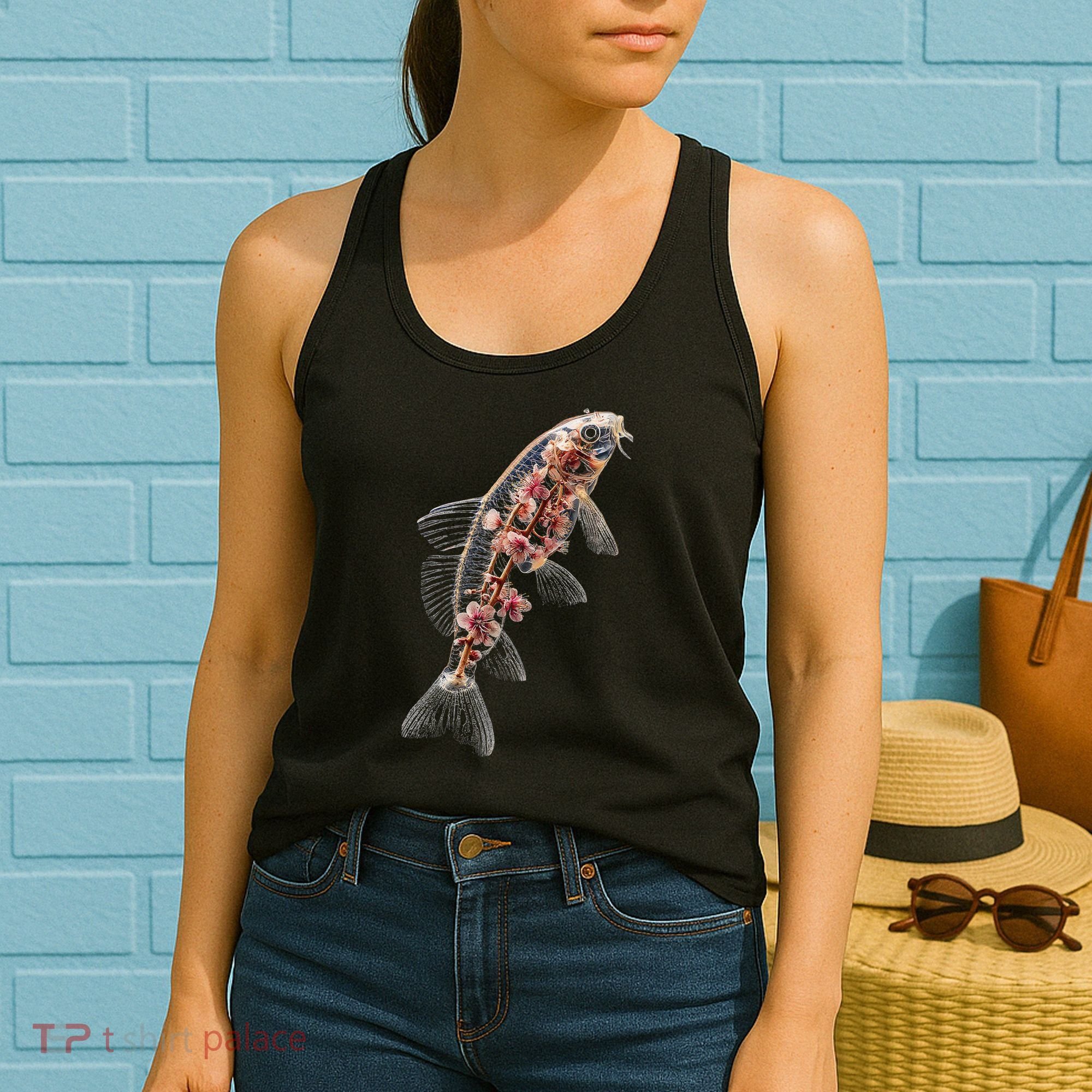 Cherry Blossom Fish Tranquil Waters Fusion Women's Tank Top