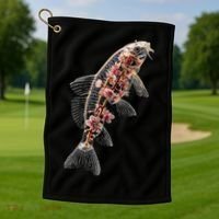 Cherry Blossom Fish Tranquil Waters Fusion Golf Towel thumb 1