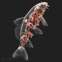 Cherry Blossom Fish Tranquil Waters Fusion Golf Towel thumb 3