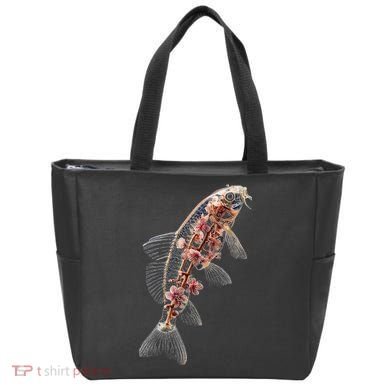 Cherry Blossom Fish Tranquil Waters Fusion Tote Bag