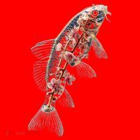 Cherry Blossom Fish Tranquil Waters Fusion Santa Hat thumb 1