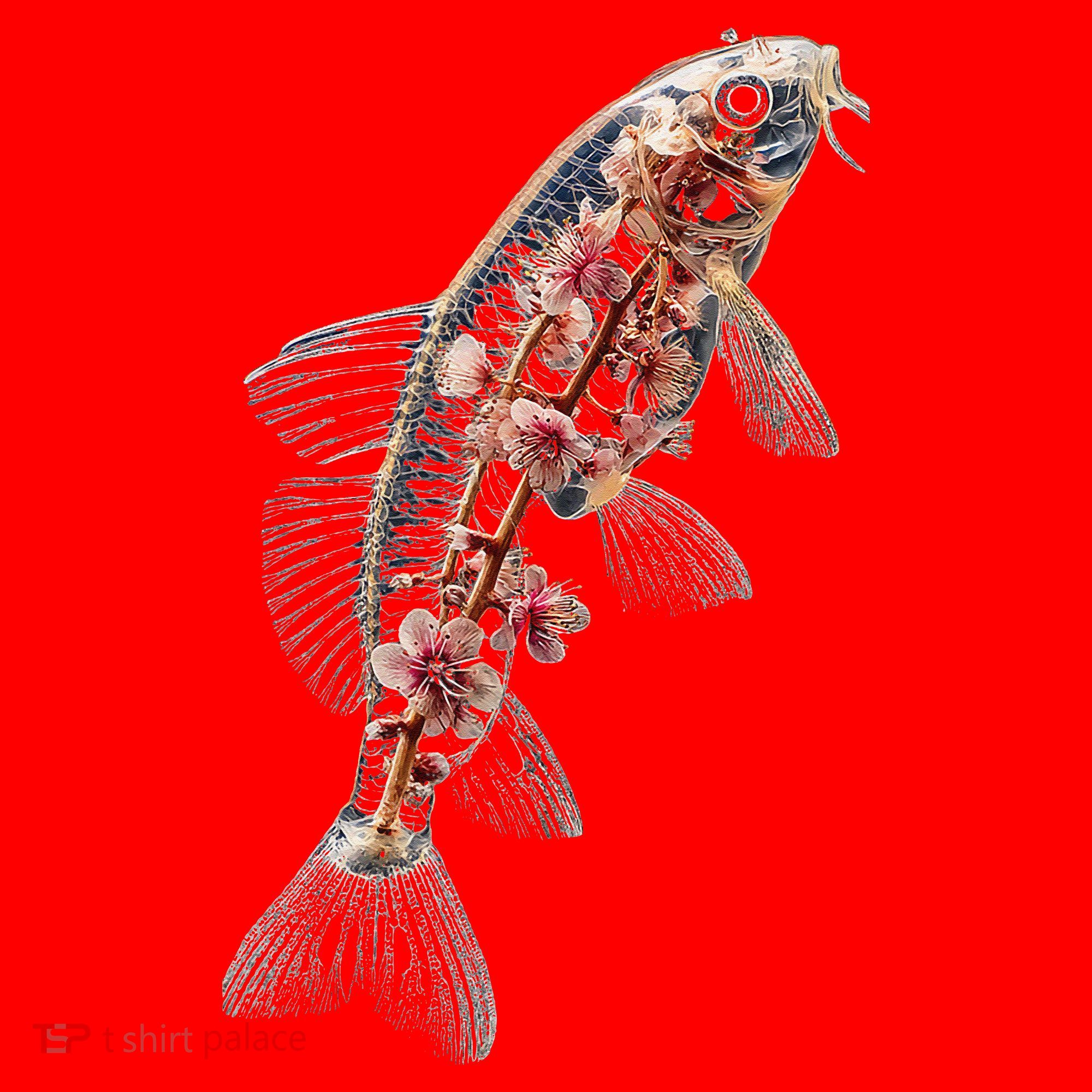 Cherry Blossom Fish Tranquil Waters Fusion Santa Hat