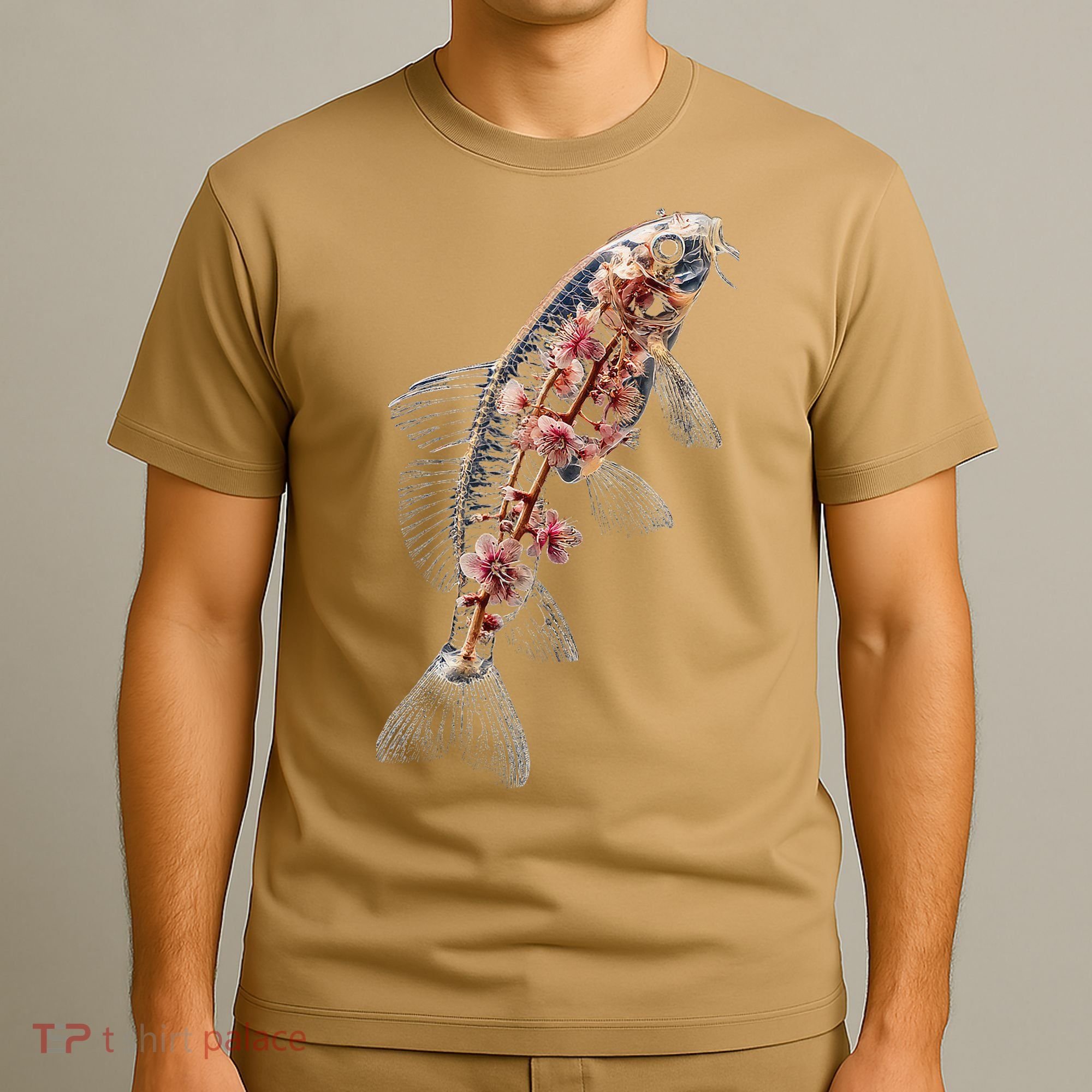 Cherry Blossom Fish Tranquil Waters Fusion T-Shirt