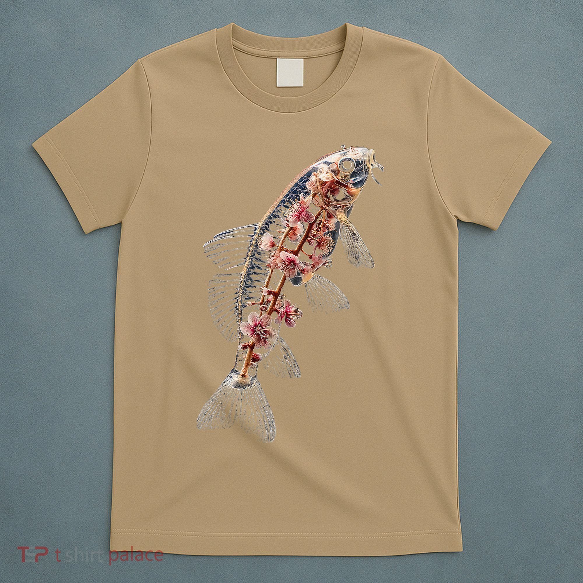 Cherry Blossom Fish Tranquil Waters Fusion T-Shirt