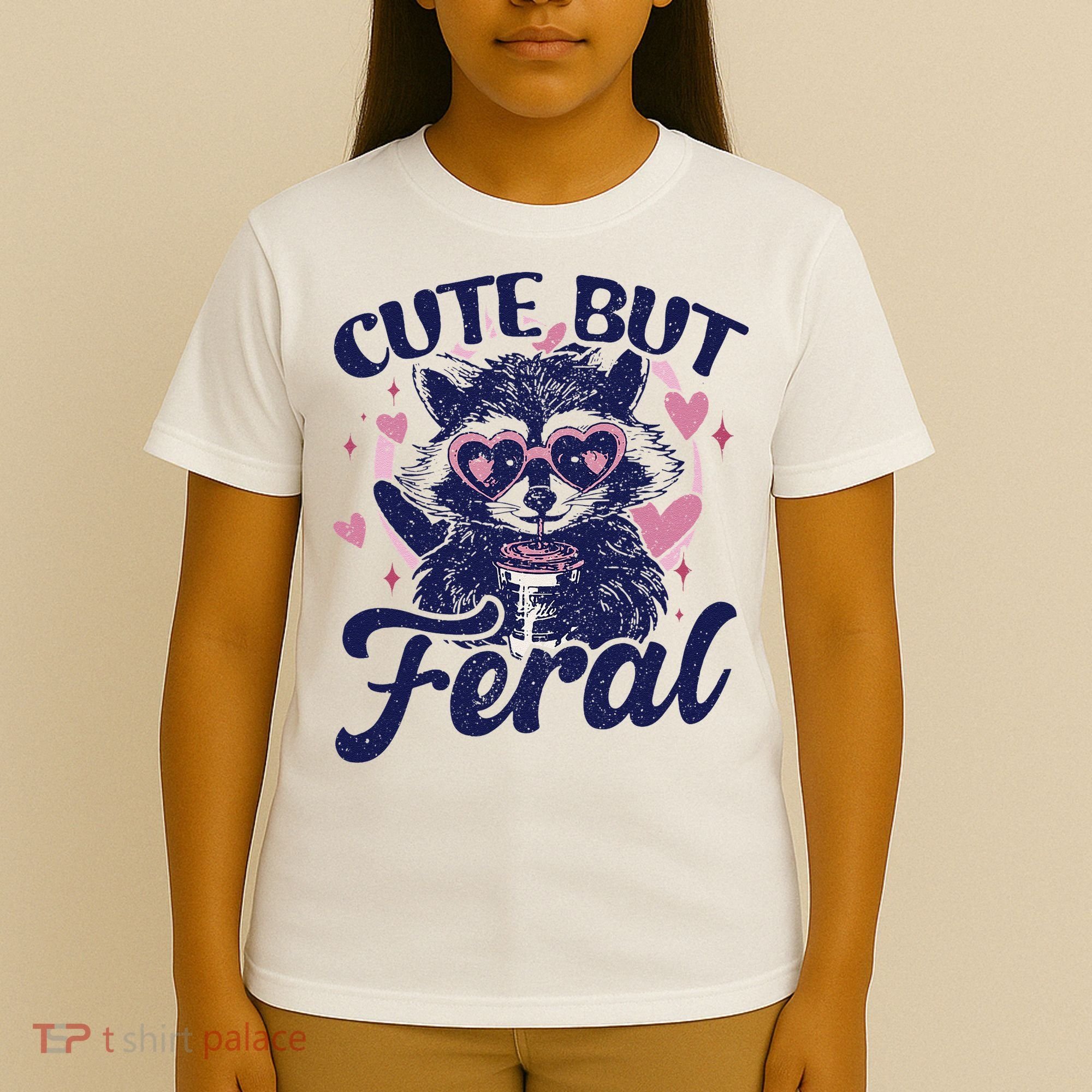 Cute But Feral Raccoon Funny Raccoon Gift T-Shirt