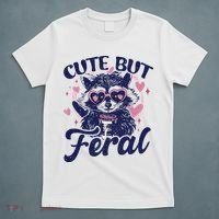 Cute But Feral Raccoon Funny Raccoon Gift T-Shirt thumb 5