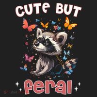 Cute But Feral Funny Raccoon Blue Butterfly Summer Gift Beanie thumb 2