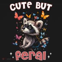 Cute But Feral Funny Raccoon Blue Butterfly Summer Gift Women's Hoodie thumb 2