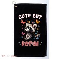 Cute But Feral Funny Raccoon Blue Butterfly Summer Gift Golf Towel thumb 0
