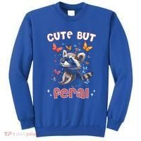 Cute But Feral Funny Raccoon Blue Butterfly Summer Gift Sweatshirt thumb 0