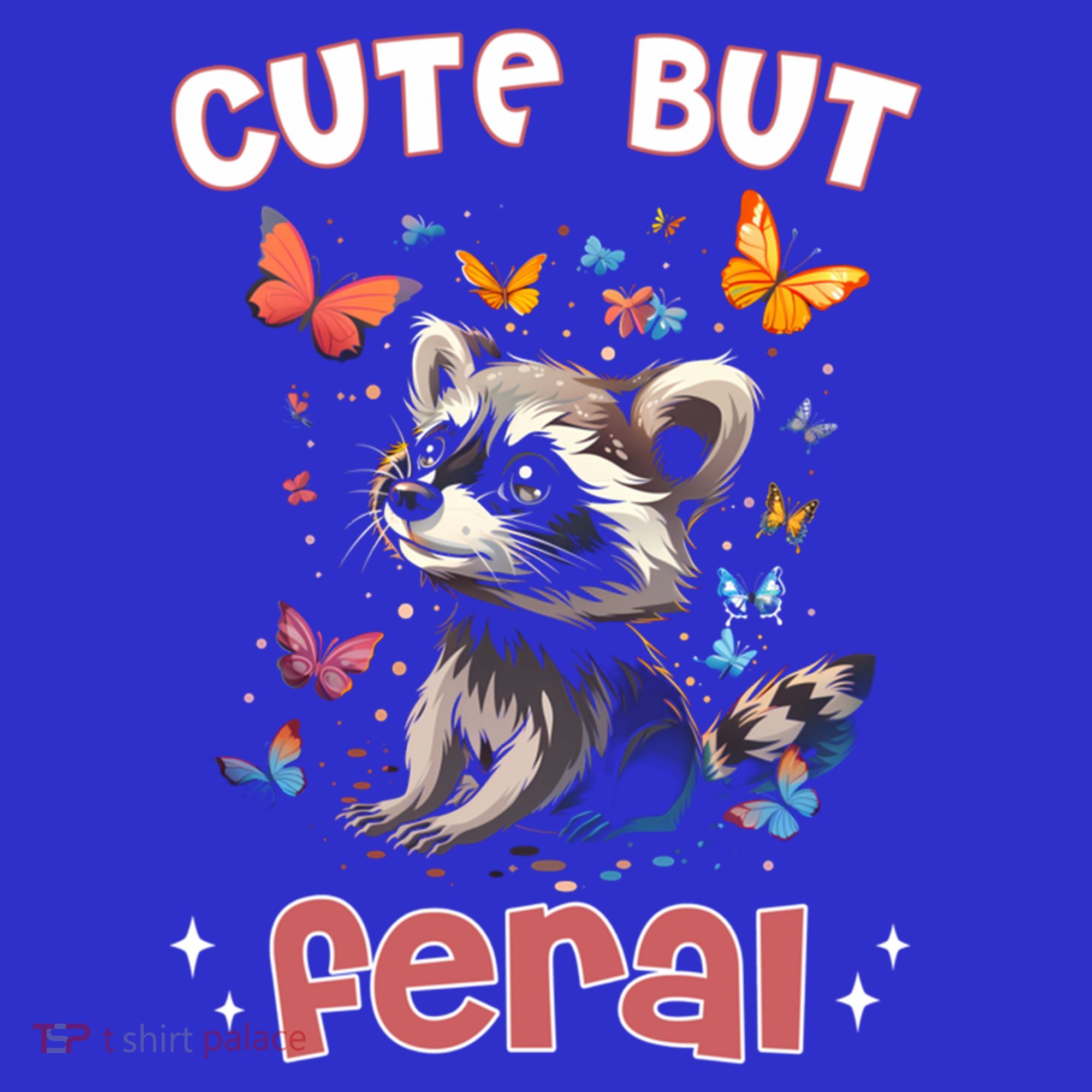 Cute But Feral Funny Raccoon Blue Butterfly Summer Gift Mousepad