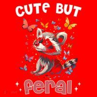 Cute But Feral Funny Raccoon Blue Butterfly Summer Gift Santa Hat thumb 1