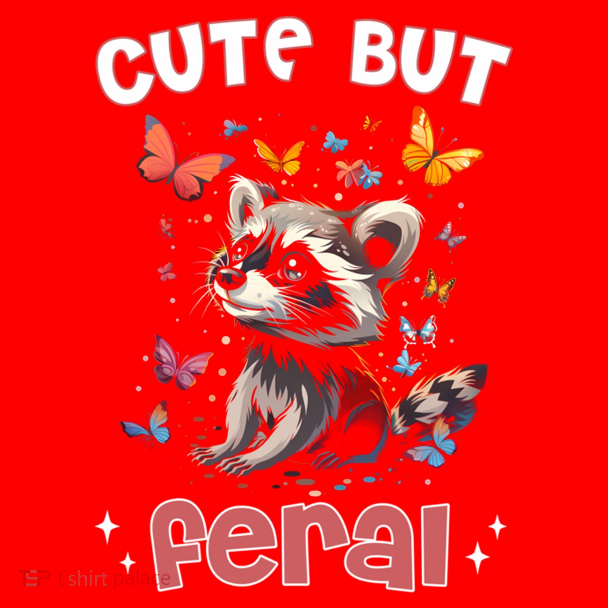 Cute But Feral Funny Raccoon Blue Butterfly Summer Gift Santa Hat
