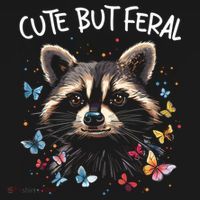 Cute But Feral Funny Raccoon Blue Butterfly Summer Gift Women's Hoodie thumb 2