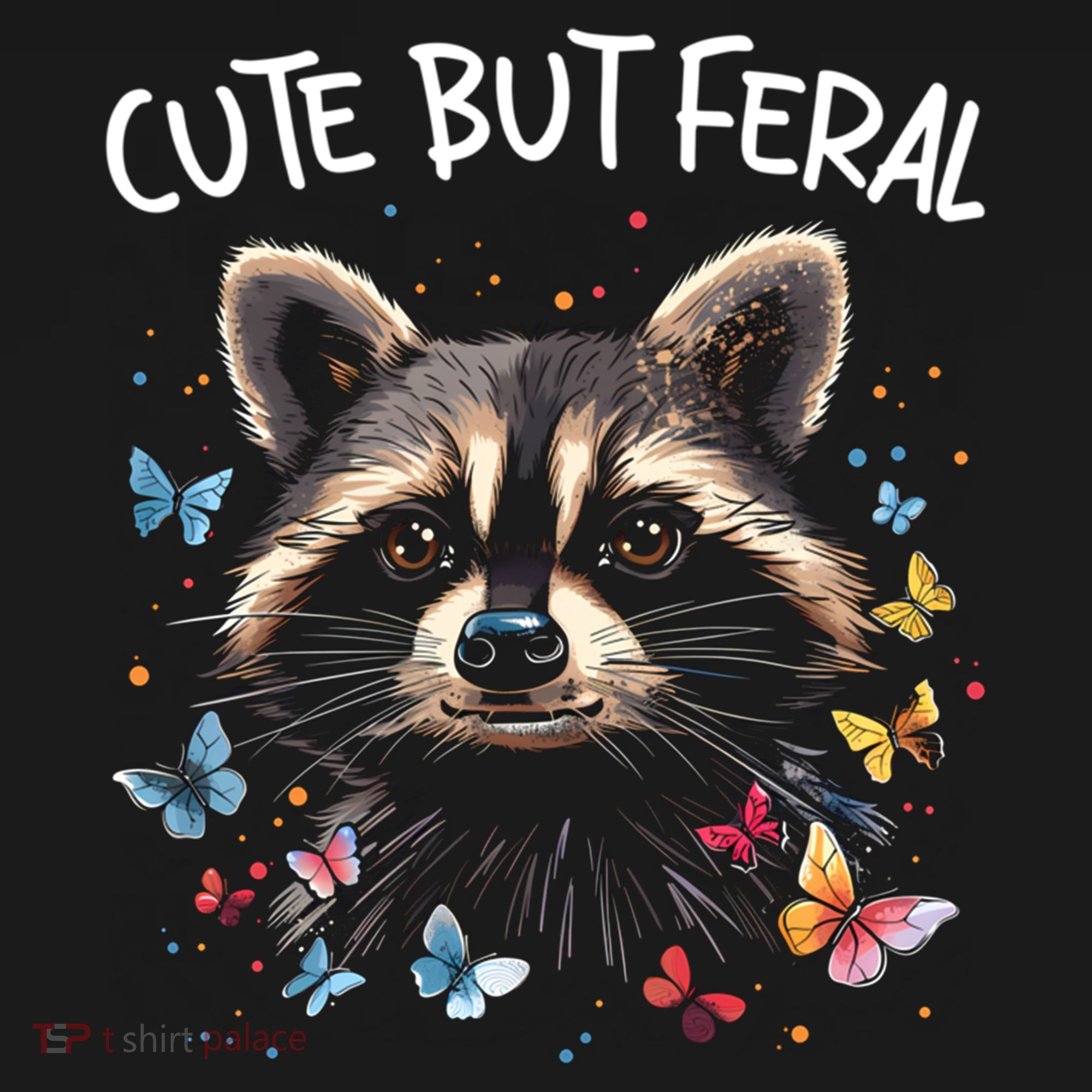 Cute But Feral Funny Raccoon Blue Butterfly Summer Gift Women's Hoodie