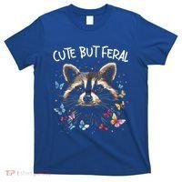 Cute But Feral Funny Raccoon Blue Butterfly Summer Gift T-Shirt thumb 0