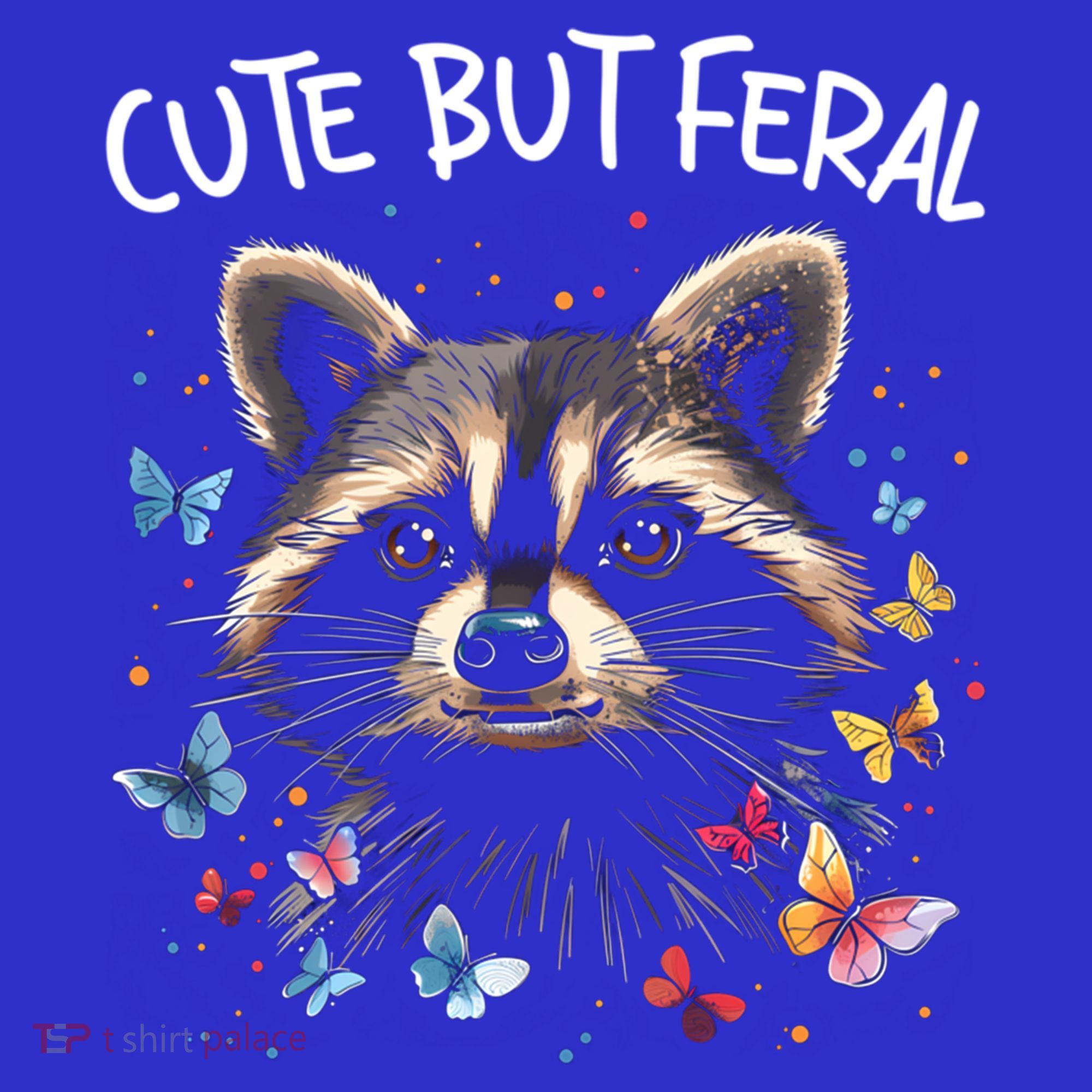 Cute But Feral Funny Raccoon Blue Butterfly Summer Gift Mousepad