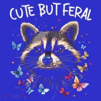 Cute But Feral Funny Raccoon Blue Butterfly Summer Gift Women's Tank Top thumb 5