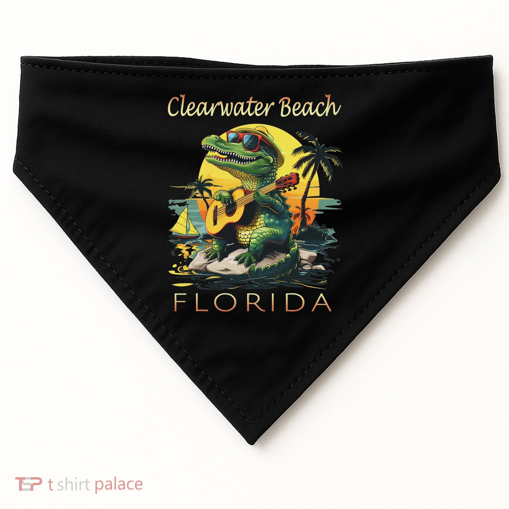 Clearwater Beach Florida Vacation Cute Alligator Souvenir USA-Made Doggie Bandana