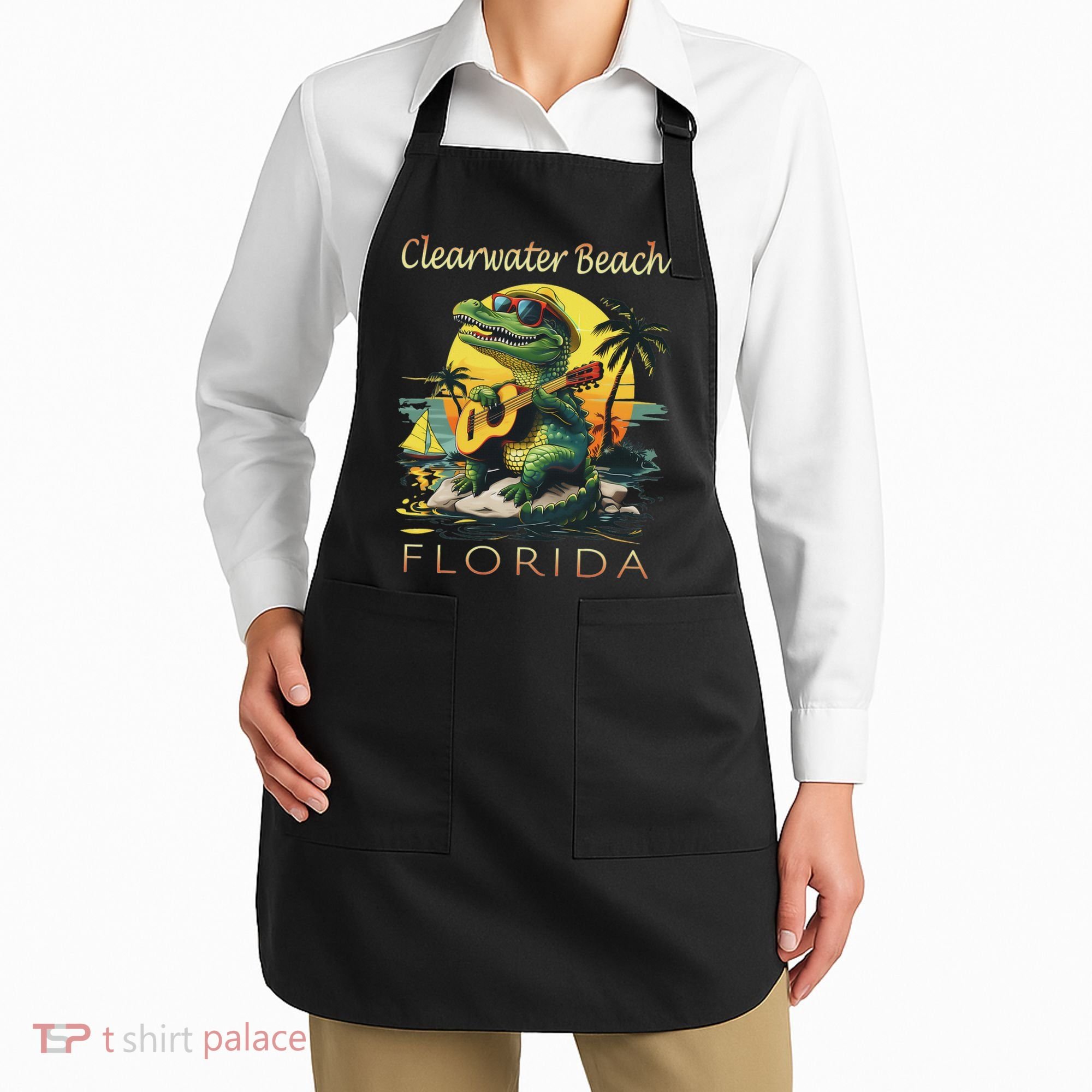 Clearwater Beach Florida Vacation Cute Alligator Souvenir Apron