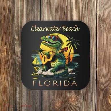 Clearwater Beach Florida Vacation Cute Alligator Souvenir Coaster