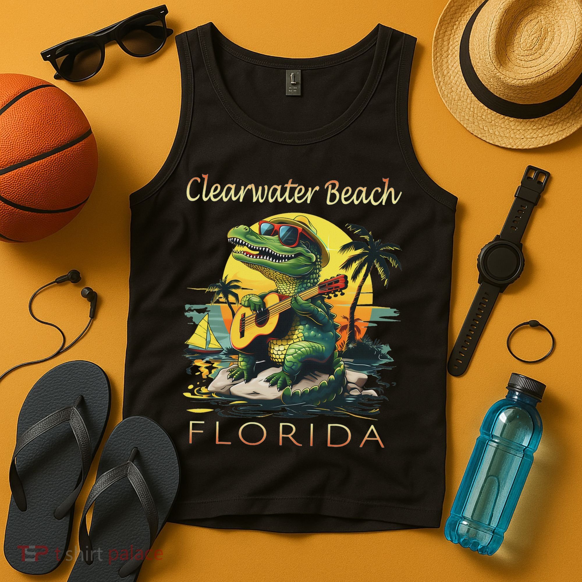 Clearwater Beach Florida Vacation Cute Alligator Souvenir Tank Top