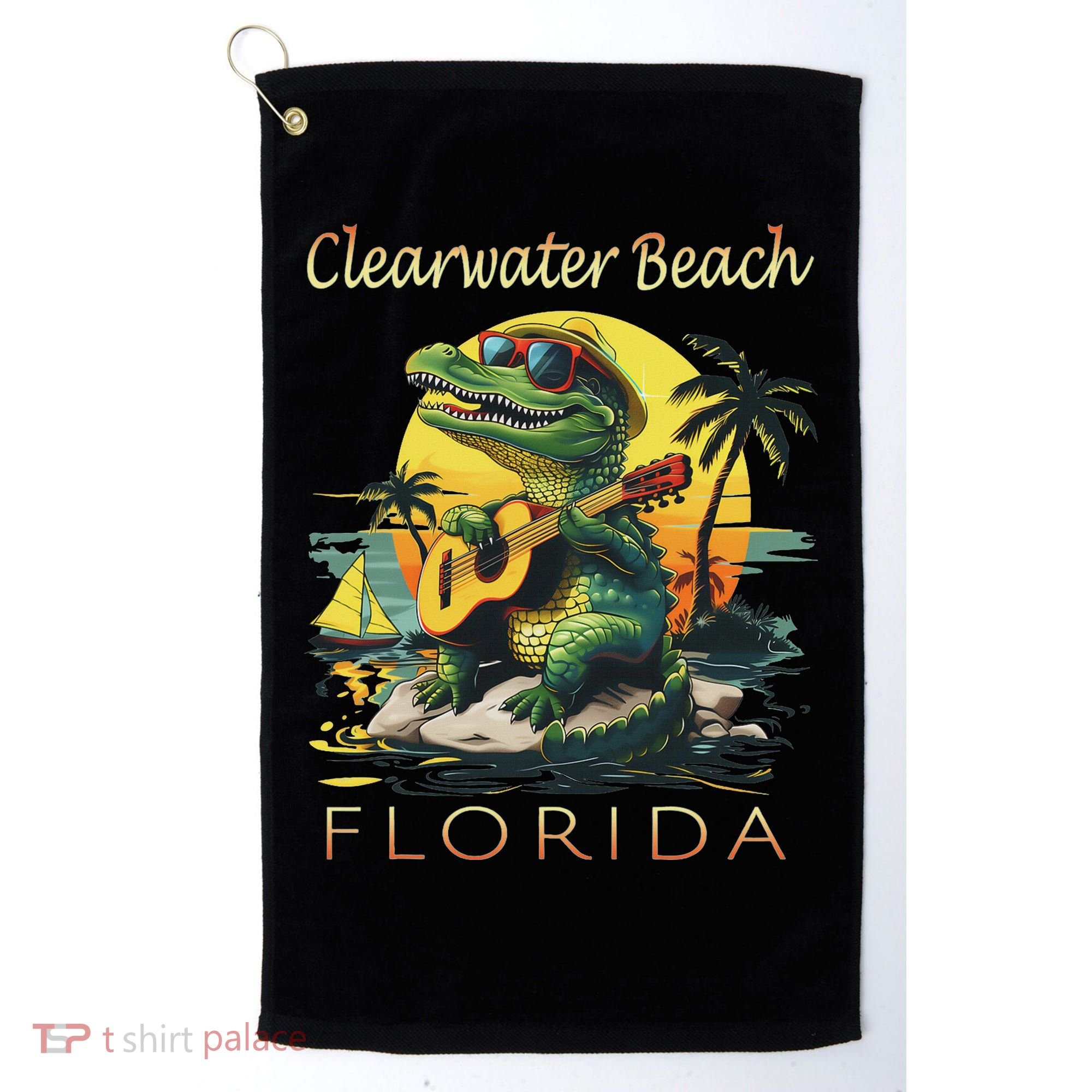 Clearwater Beach Florida Vacation Cute Alligator Souvenir Golf Towel