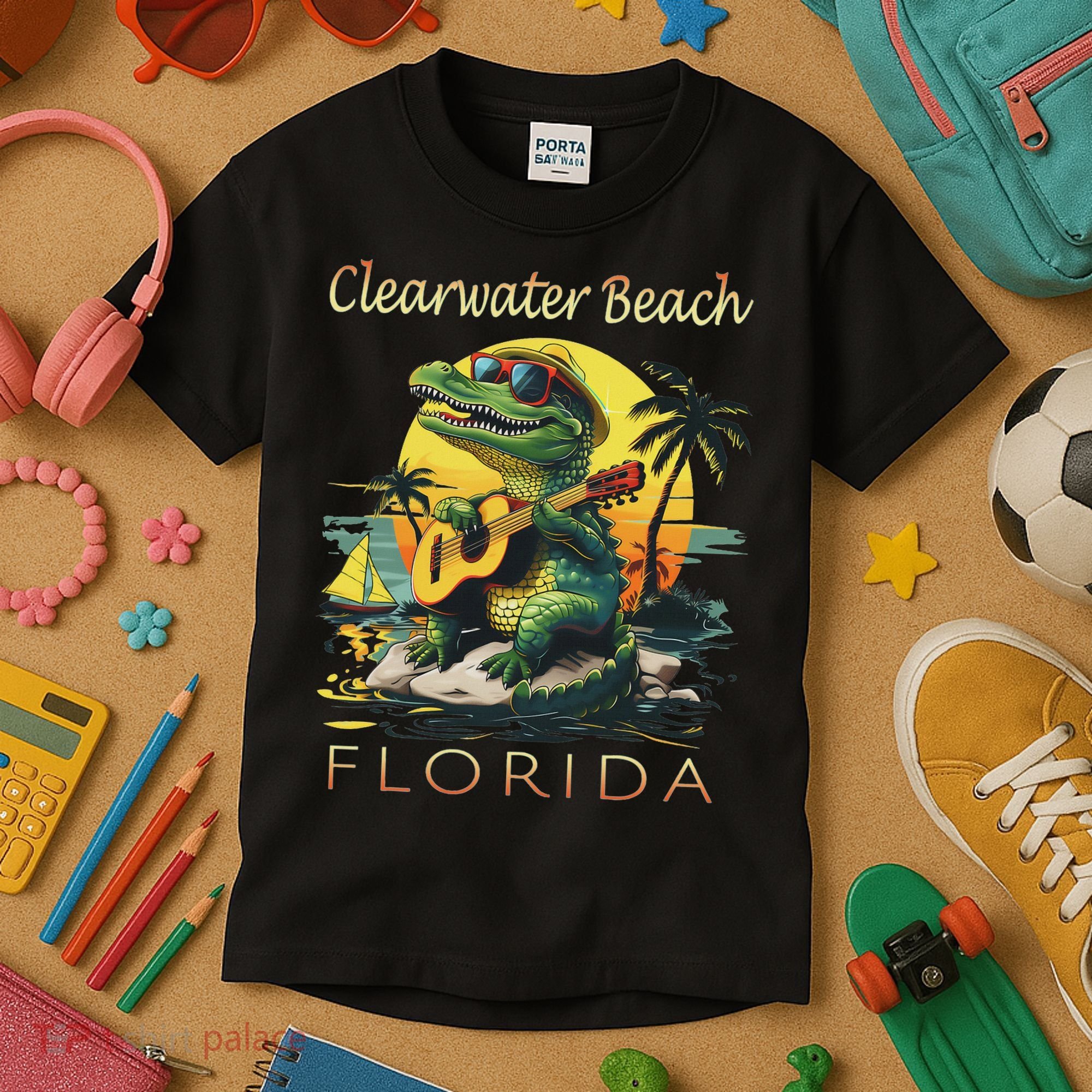 Clearwater Beach Florida Vacation Cute Alligator Souvenir Kids T-Shirt