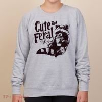 Cute But Feral Meme Funny Raccoon Women's Sweatshirt thumb 0