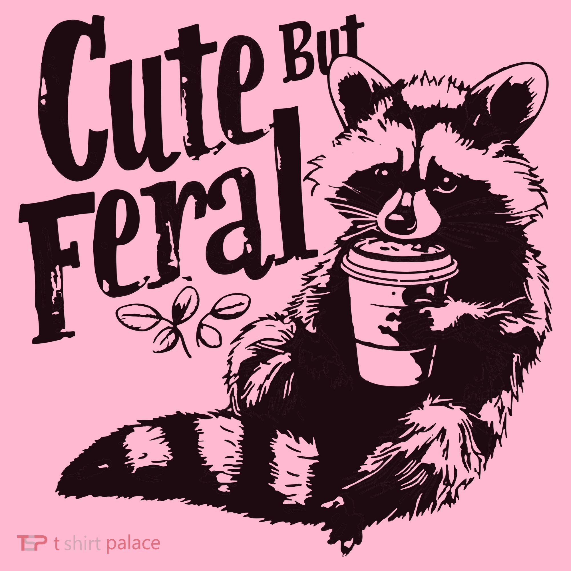 Cute But Feral Meme Funny Raccoon Coaster
