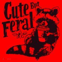 Cute But Feral Meme Funny Raccoon Santa Hat thumb 1