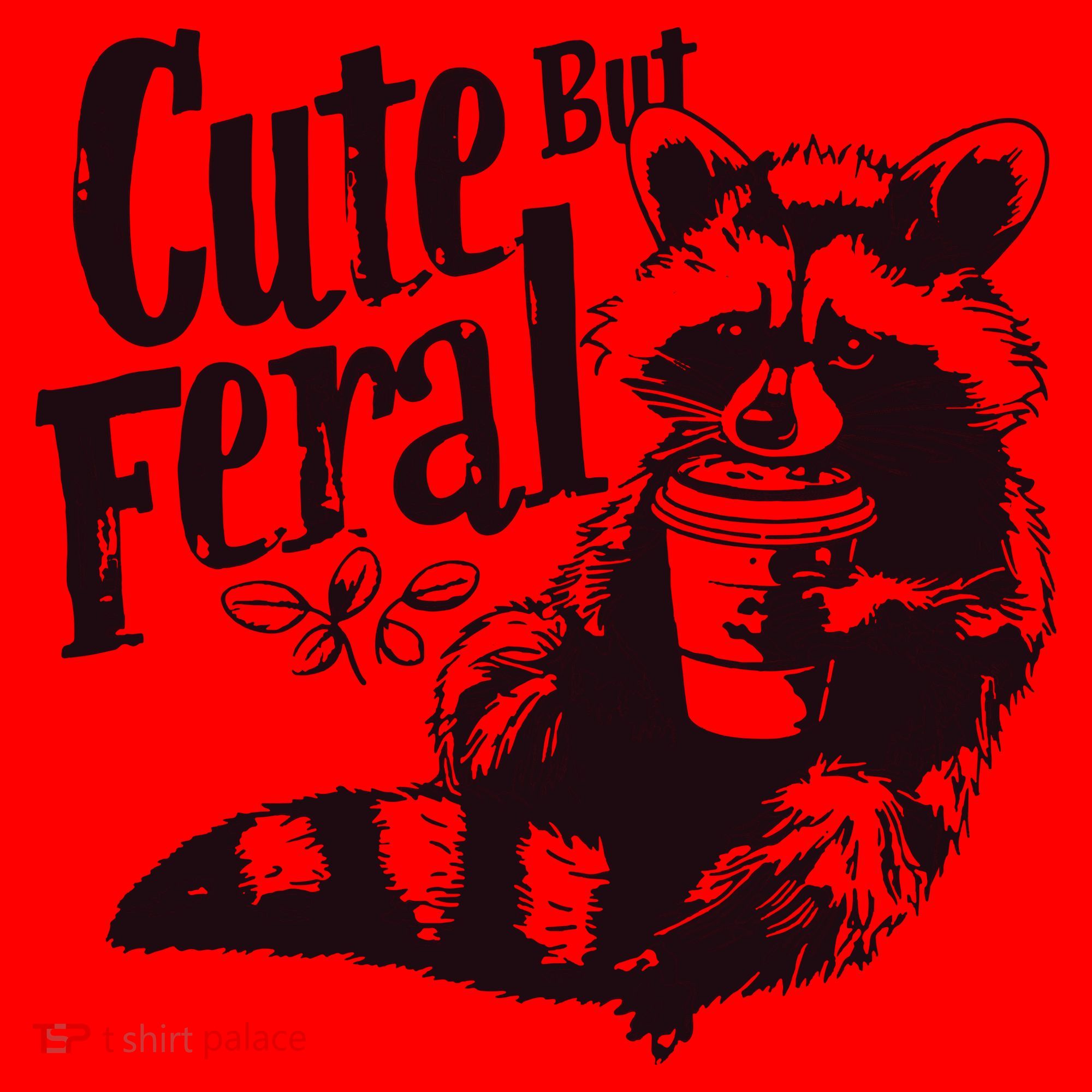 Cute But Feral Meme Funny Raccoon Santa Hat