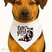 Cute But Feral Meme Funny Raccoon USA-Made Doggie Bandana thumb 1