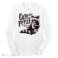 Cute But Feral Meme Funny Raccoon Long Sleeve Shirt thumb 0