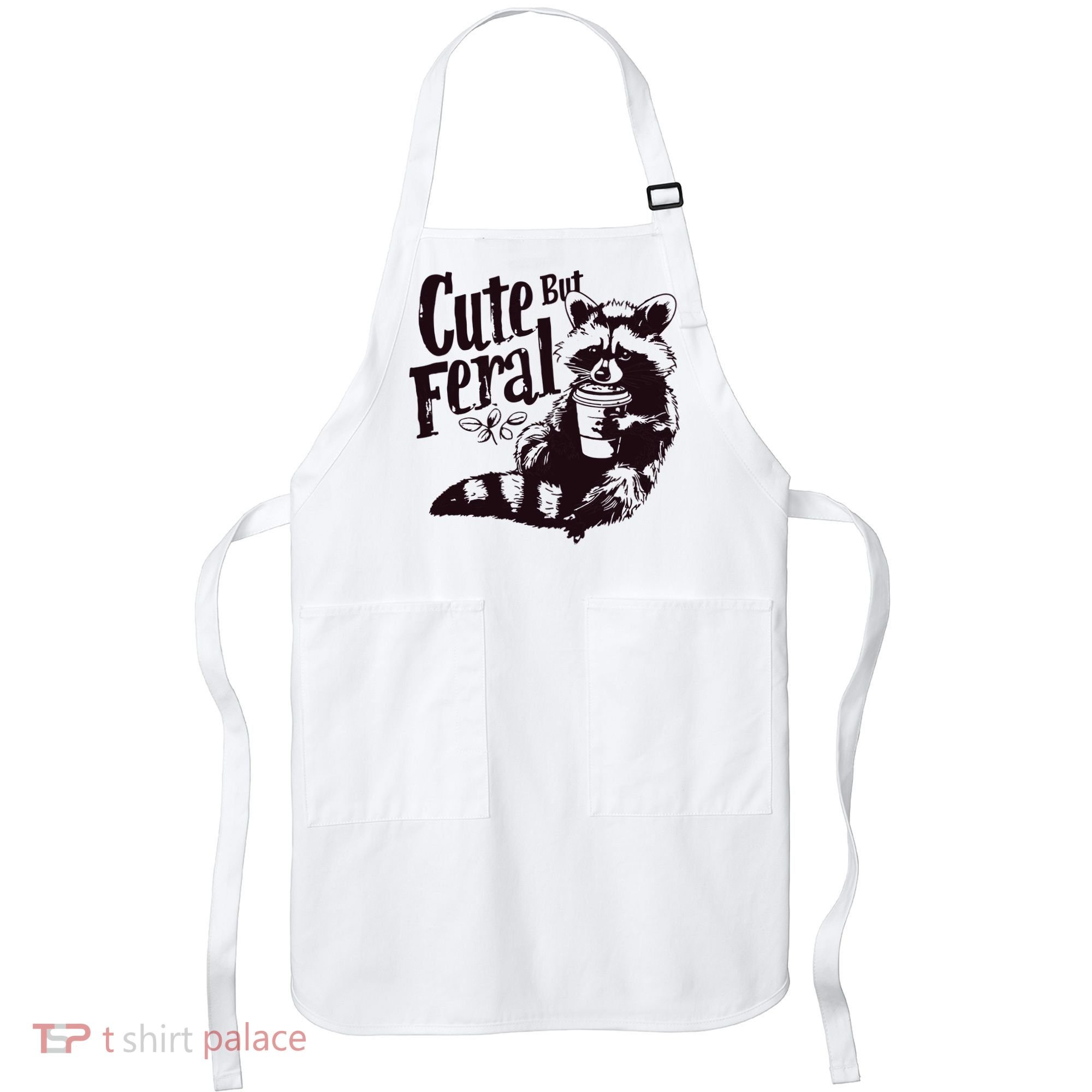 Cute But Feral Meme Funny Raccoon Apron
