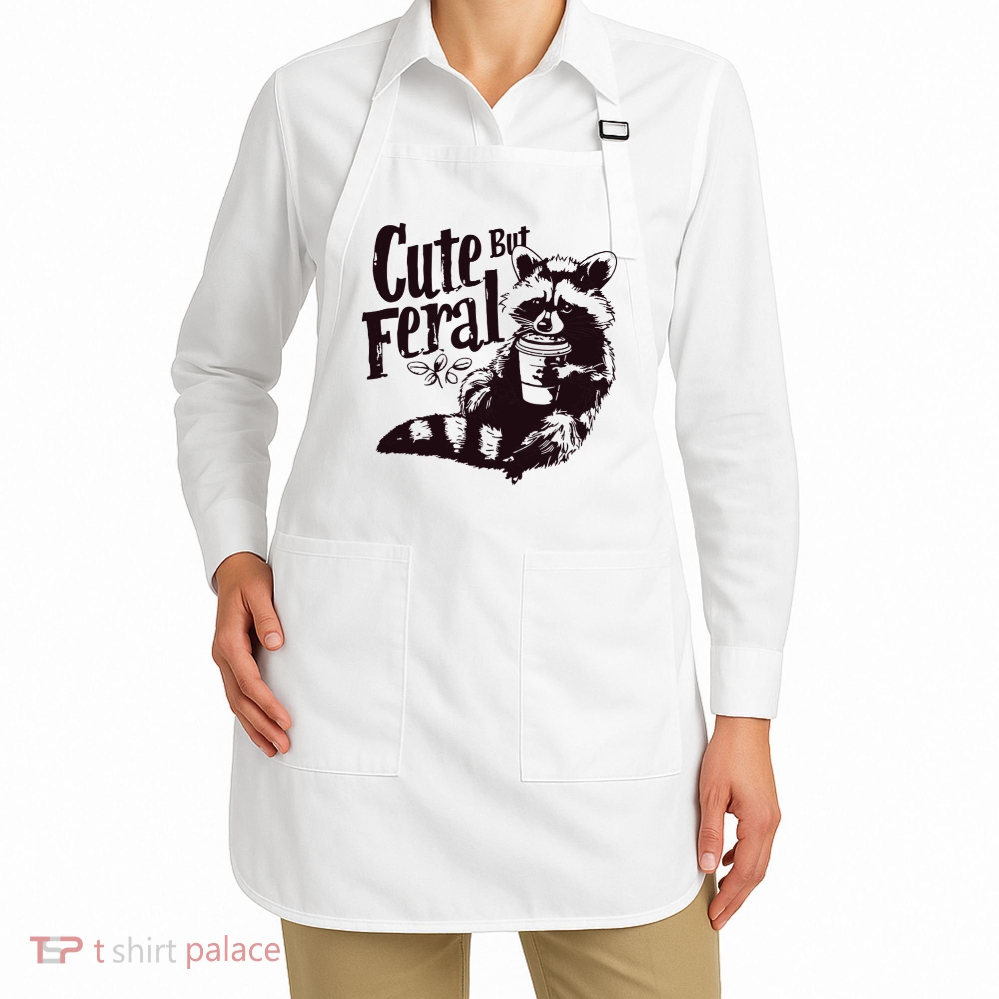 Cute But Feral Meme Funny Raccoon Apron
