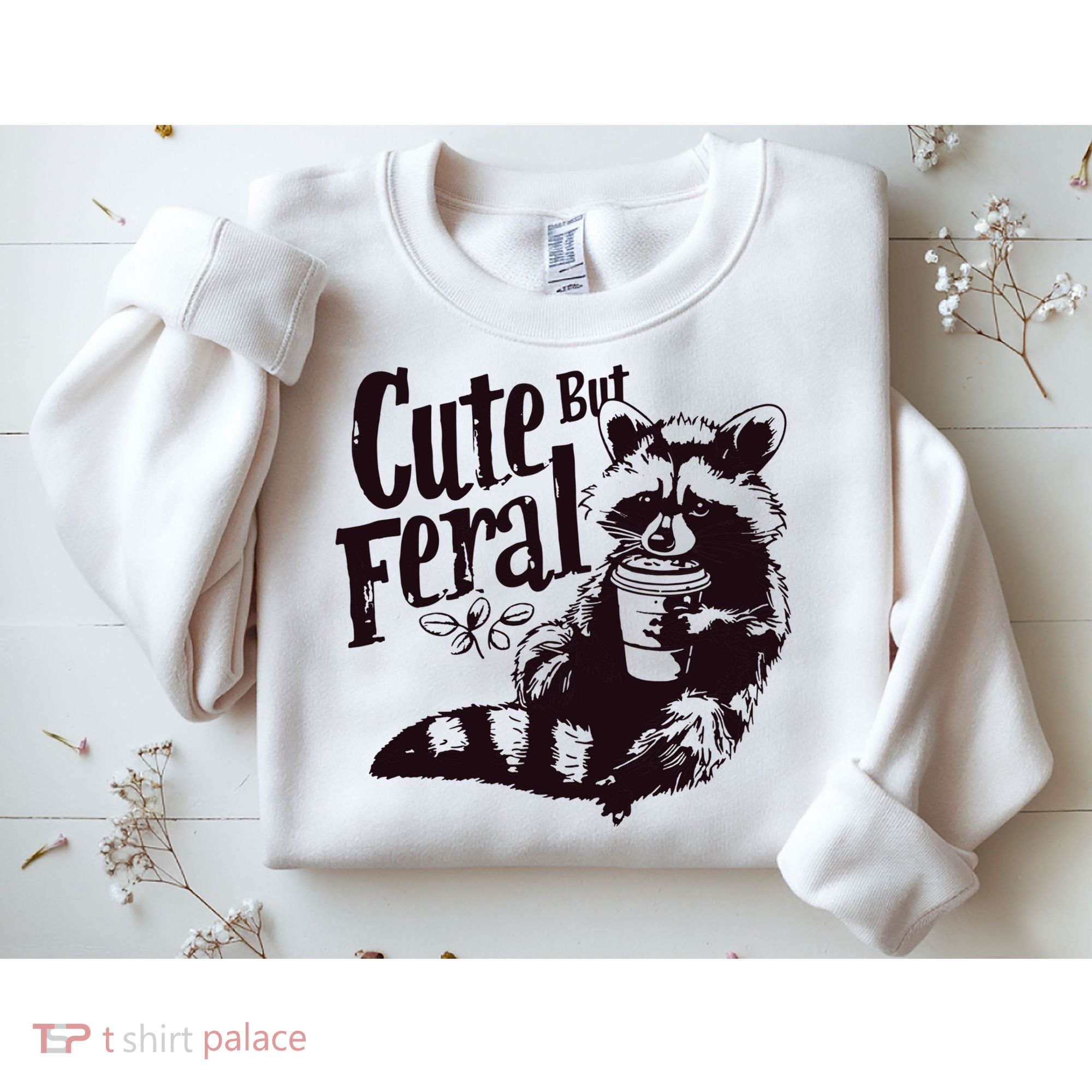 Cute But Feral Meme Funny Raccoon Sweatshirt