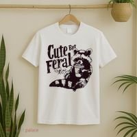 Cute But Feral Meme Funny Raccoon T-Shirt thumb 2