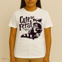 Cute But Feral Meme Funny Raccoon T-Shirt thumb 4