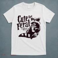 Cute But Feral Meme Funny Raccoon T-Shirt thumb 5