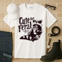 Cute But Feral Meme Funny Raccoon Tall T-Shirt thumb 3