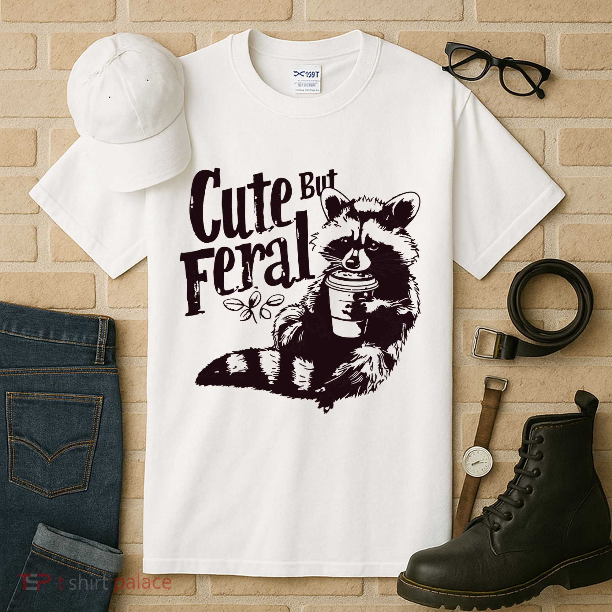 Cute But Feral Meme Funny Raccoon Tall T-Shirt