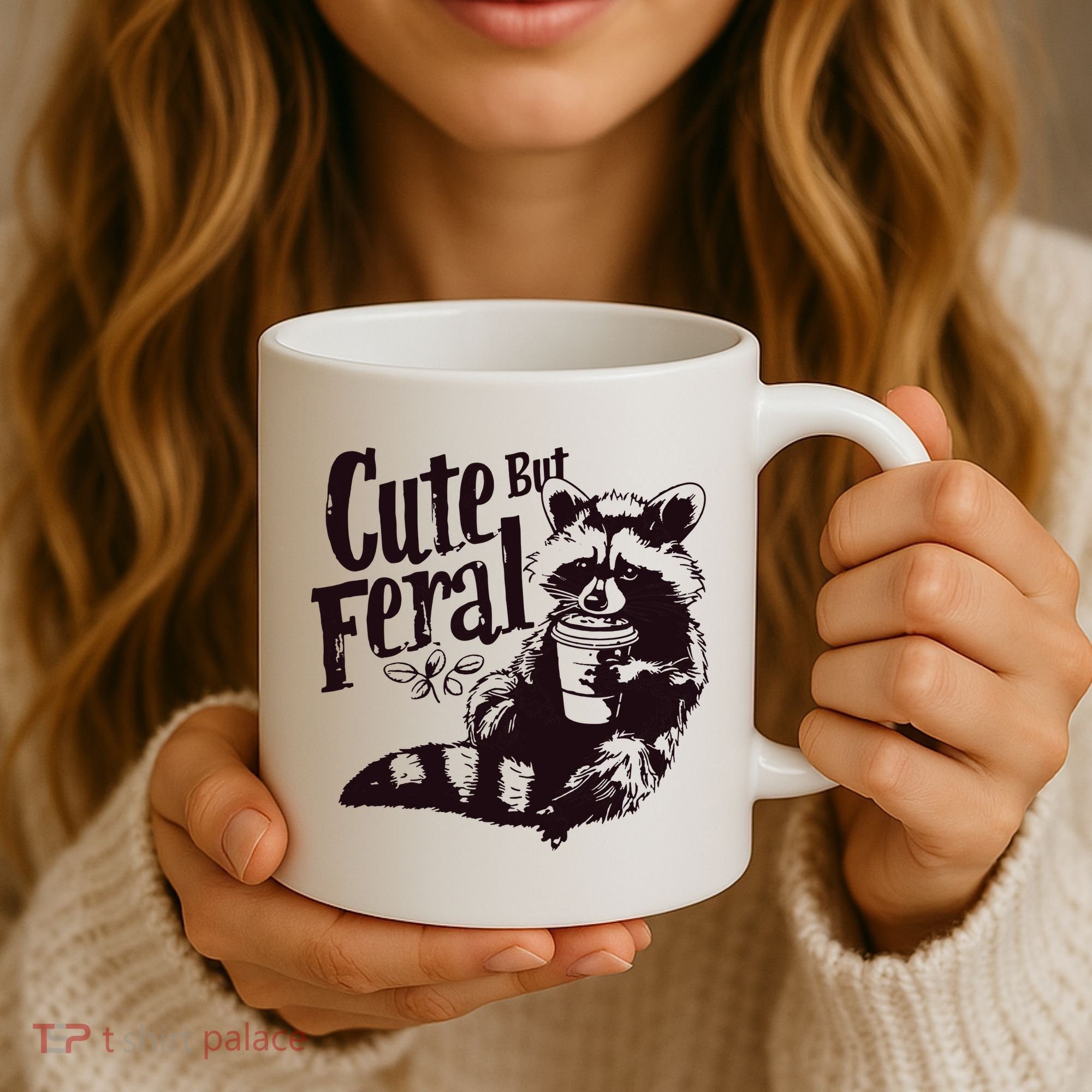 Cute But Feral Meme Funny Raccoon Coffee Mug