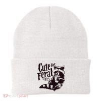 Cute But Feral Meme Funny Raccoon Beanie thumb 0
