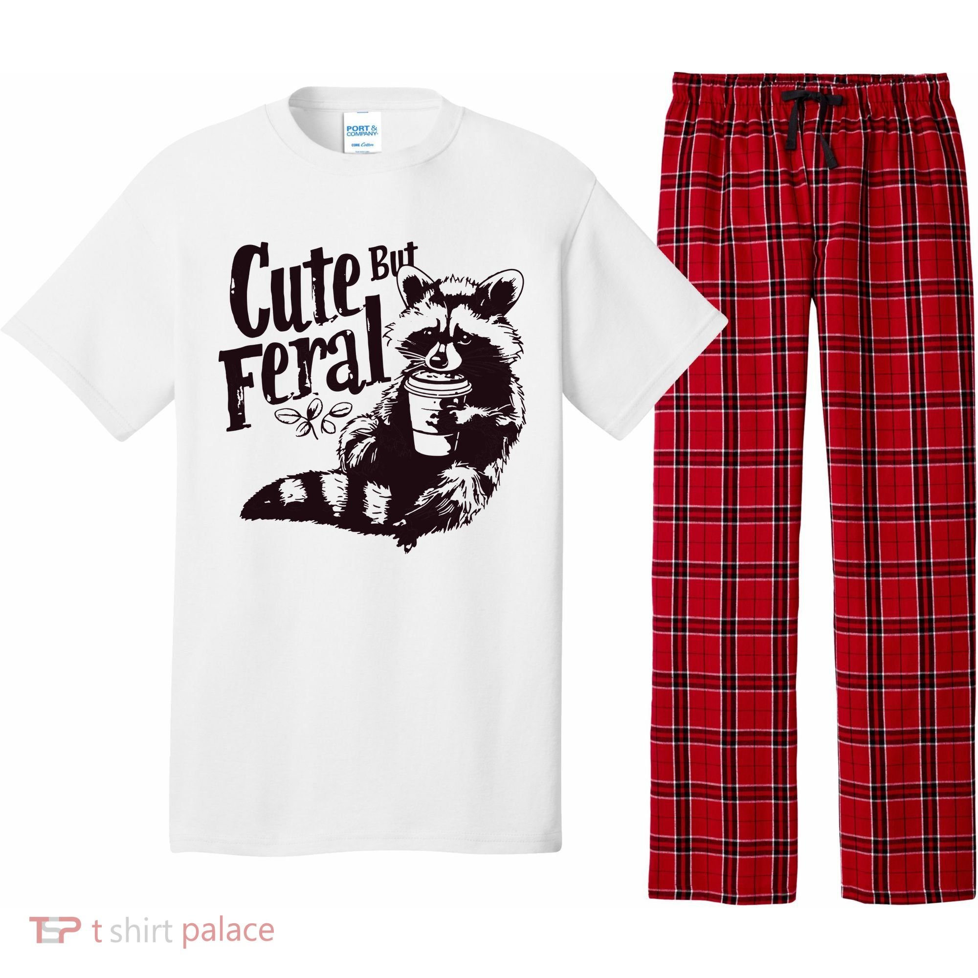 Cute But Feral Meme Funny Raccoon Pajama Set