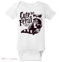 Cute But Feral Meme Funny Raccoon Baby Bodysuit thumb 0
