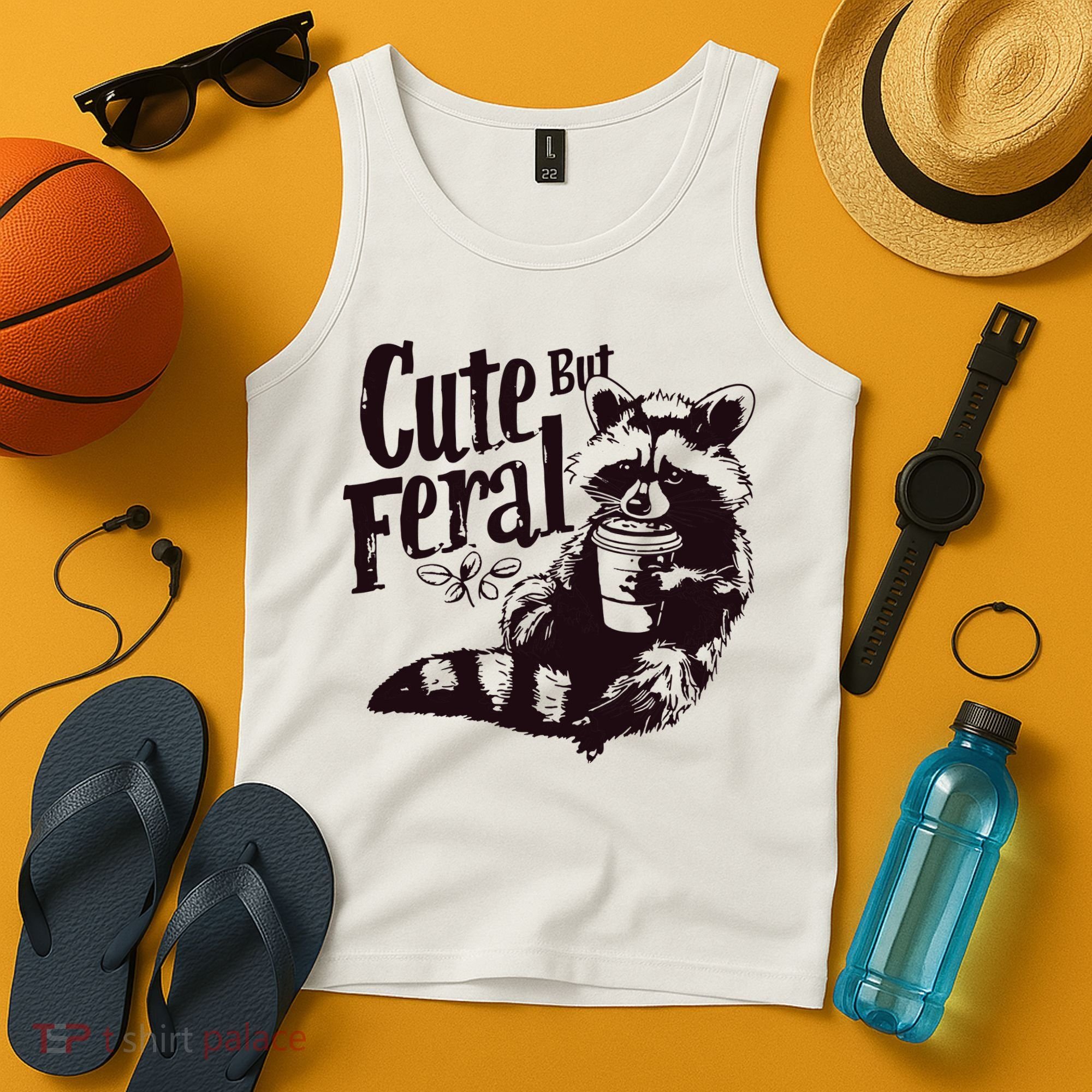 Cute But Feral Meme Funny Raccoon Tank Top