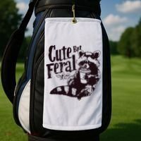 Cute But Feral Meme Funny Raccoon Golf Towel thumb 2
