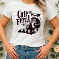Cute But Feral Meme Funny Raccoon Women's T-Shirt thumb 2